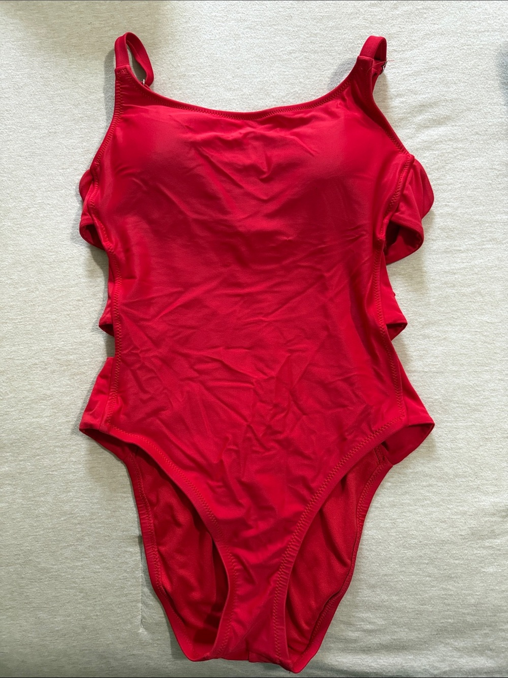 Shade & Shore Red One-Piece Swimsuit with Side Cutouts
